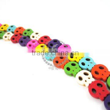 1 string 15inch 13x15mm vintage mix color dyeing turquoise skull faces Halloween unique beads 3010009