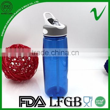 2015 hotsale empty PCTG drink 750ml plastic water container with straw