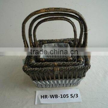 hot sell willow picnic baskets with handles and liner