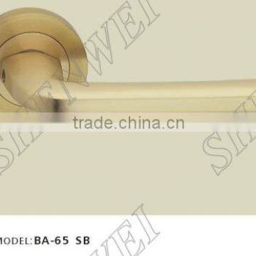 BA-65 SB brass door handle on rose