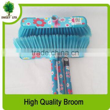 Sweeping rubber broom colorful flower printing plastic broom with high quality