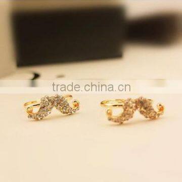 humor and popular smart mustache diamante rings