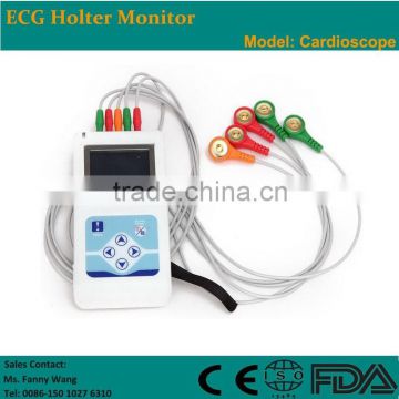 CE Approved 3 channel 24-hour LCD ECG Holter recorder System with free Software-Cardioscope