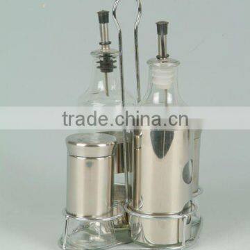 5pcs set with metal rack glass spice jar set