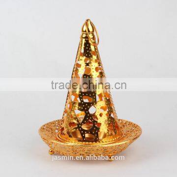 2016 ALL New design Flower type incense burner with golden patten, magnet attract iron and steel incense burner with a tray