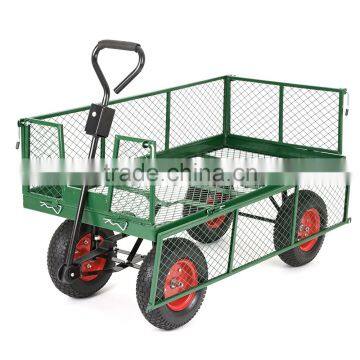 heavy duty mesh metal garden wagon , garden trolley