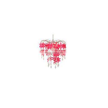 Chic Neon Pink Flowers Easy Fit Chandelier Ceiling Light Shade Fitting With Crystal Droplets