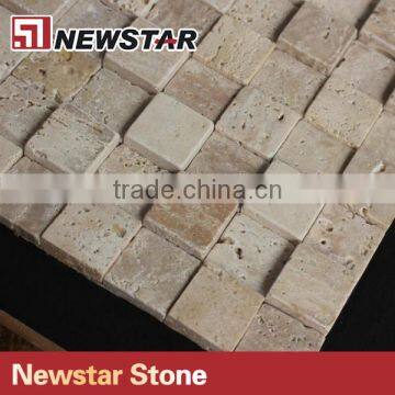 3D Natural Travertine Square Stone Mosaic photo-3
