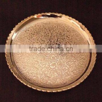 Wholesale price beautiful wedding gift, return gift silver plated brass tray