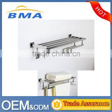 Stainless Steel Bathroom Towel Rack/Towel Shelf With Double Towel Bar