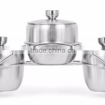 Stainless Steel Condiment Set Seasoning Containers With Stand and Spoons photo-3