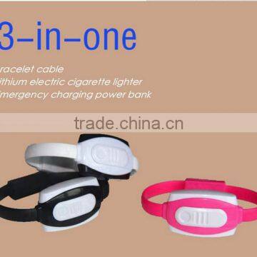 2015 Hot-selling Bracelet 3 In 1USB Cable For IOS/Android Mobile Phones Bracelet USB Cable With Cigeratte Lighter Inside photo-2