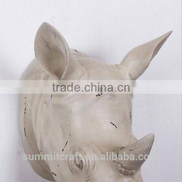 Resin Modern Wall Animal Head Sculpture Rhinoceros Wall Decoration photo-4