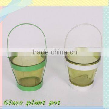 decorative glass flower pot with painting