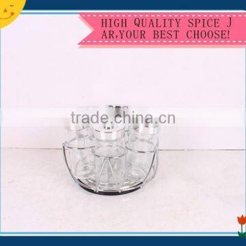 6pcs glass spice jar with metal rack