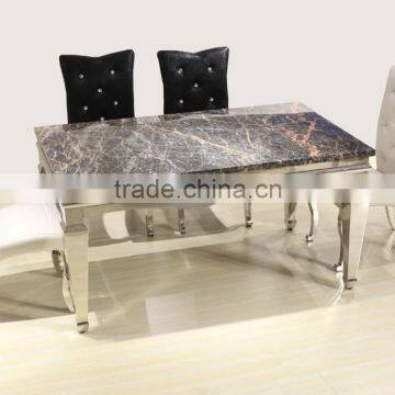 Modern European Style Marble Top Dinning Table With Stainless Steel Frame photo-2