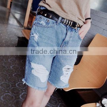 Women fifth denim pants summer short ripped jeans