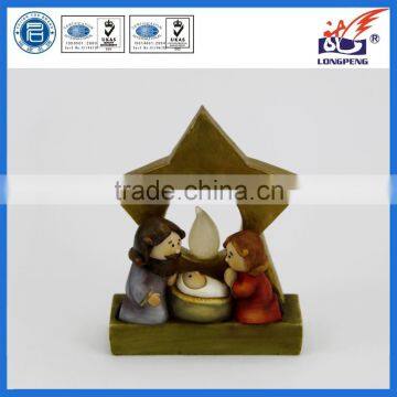 Wholesale resin LED holy family with stable religious decoration