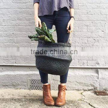 Black Seagrass Basket/ Storage Basket/ Laundry Seagrass Basket photo-5