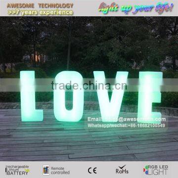 wireless free standing wedding decoration light led RGB love letter