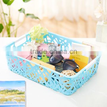 Colorful rectangular plastic storage bin organizer box basket