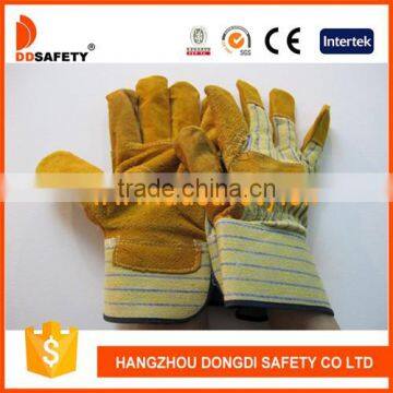 DDSAFETY Hot Sale 2016 Working Yellow Cow Split Leather Glove Safety Glove