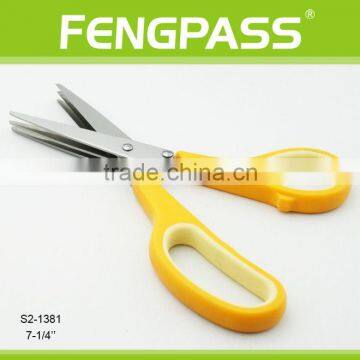 S2-1381 7.25 Inch Stainless Steel With Plastic Handle 3 Blades Soft Grip Herb Scissors photo-2