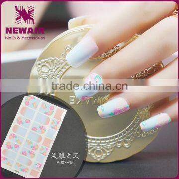 2017 Water transfer printing UV Gel feather design nail foil sticker