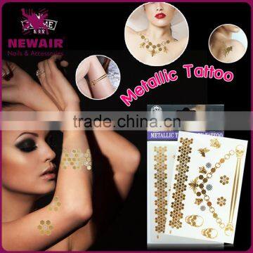 Custom Waterproof Transfer Body Decoration Gold Tattoo Sticker/temporary Tattoo photo-3