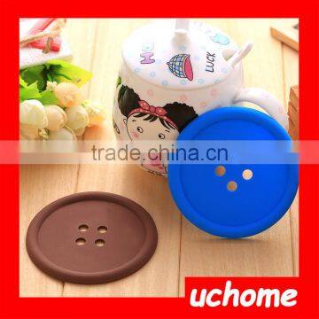 UCHOME 2016 New Colorful Button Shape Silicone Cup Mat/Coaster photo-2