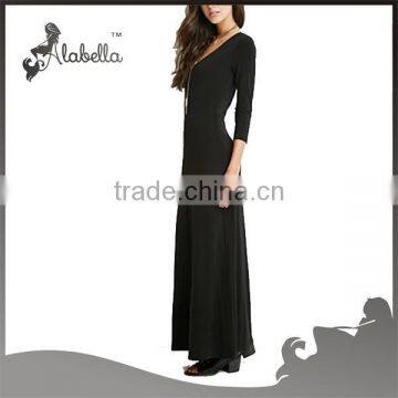 Long Sleeve Maxi Dress With V Neck Muslim Women Long Dress photo-3