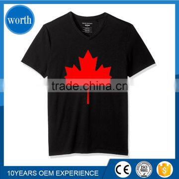 Hemp Shirt Tees Rubber Print Canadian Maple Leaf Pattern Custom Made in China