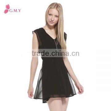 Hot Sale Black Chiffon Summer Ladies Fashion Casual Dress photo-2