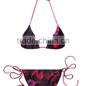 Ladies Fashion Halter and Dark Color Print Biniki photo-4