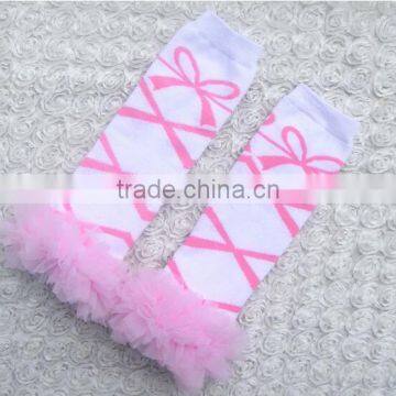 2016 Popular chevron cotton leg warmers with ruffles wholesale kids winter leg warmer