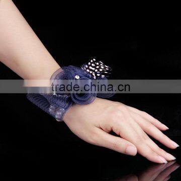 Stretch Fabric Flower Bracelets Bridemaid Jewelry Fabric Wrist Corsage Wedding Flower Corsage Bridal Accessories Jewelry photo-3
