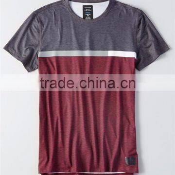 MGOO Hot Sale Color Block Dri-fit T-shirts Stretch Cotton Mens Short Sleeve Gym T Shirt photo-4