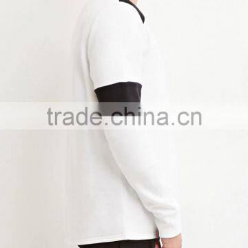High Quality Black White Colorblocked Cotton-Blend Mens Collar Sweatshirt photo-2