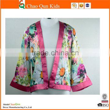 2017 Girls Flower Suncreen Cardigan Design Salwar Kameez for Children
