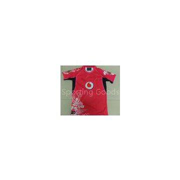 Polyester Interlock Red Rugby Wear sublimated jerseys for Women , Men