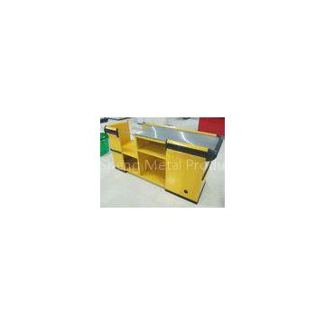 Yellow Retail Store Checkout Counters With Conveyor Belt 220V 50HZ