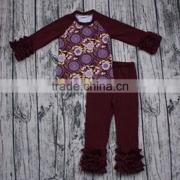 Yawoo wine red cotton raglan outfits teenage girls clothes kids clothes wholesale china