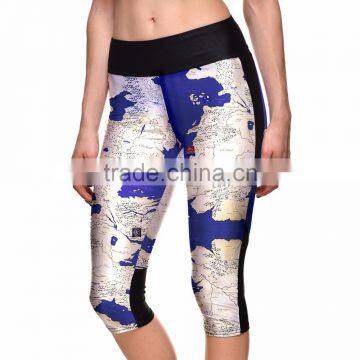 Polyester Spandex Capri Pants Plus Size Low Waist Side Pocket Fitness Leggings