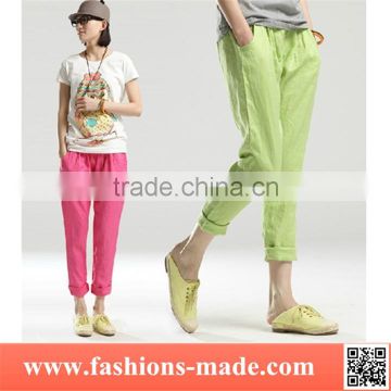 Woman Linen Slim Candy Pencil Pants