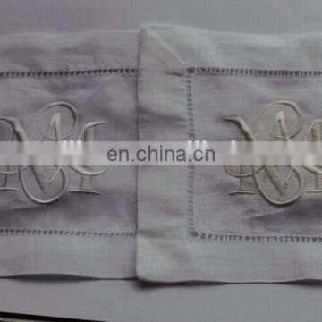 white wedding monogramming linen cocktail napkins