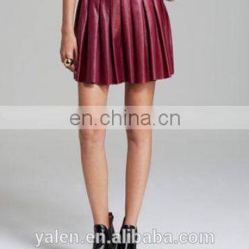 Lady's Box Pleated Leather Skirt