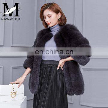 Fashion Winter Warm Skin Real Fox Fur Overcoat Women Fur Coat