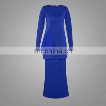 2017 Simple Style Long Sleeve Fashion Baju Kurung Pelum Elegant Cosy Navy Blue Baju Kebaya Malaysia New Design Abaya photo-4