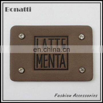 garment pu leather labels or patches customized debossed logo