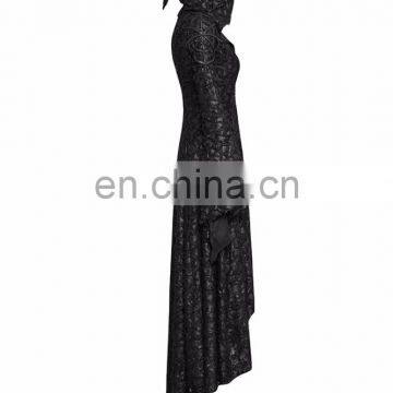 Gothic Punk Rave Black Longsleeve High Low Hooded Dress Q-308 photo-3